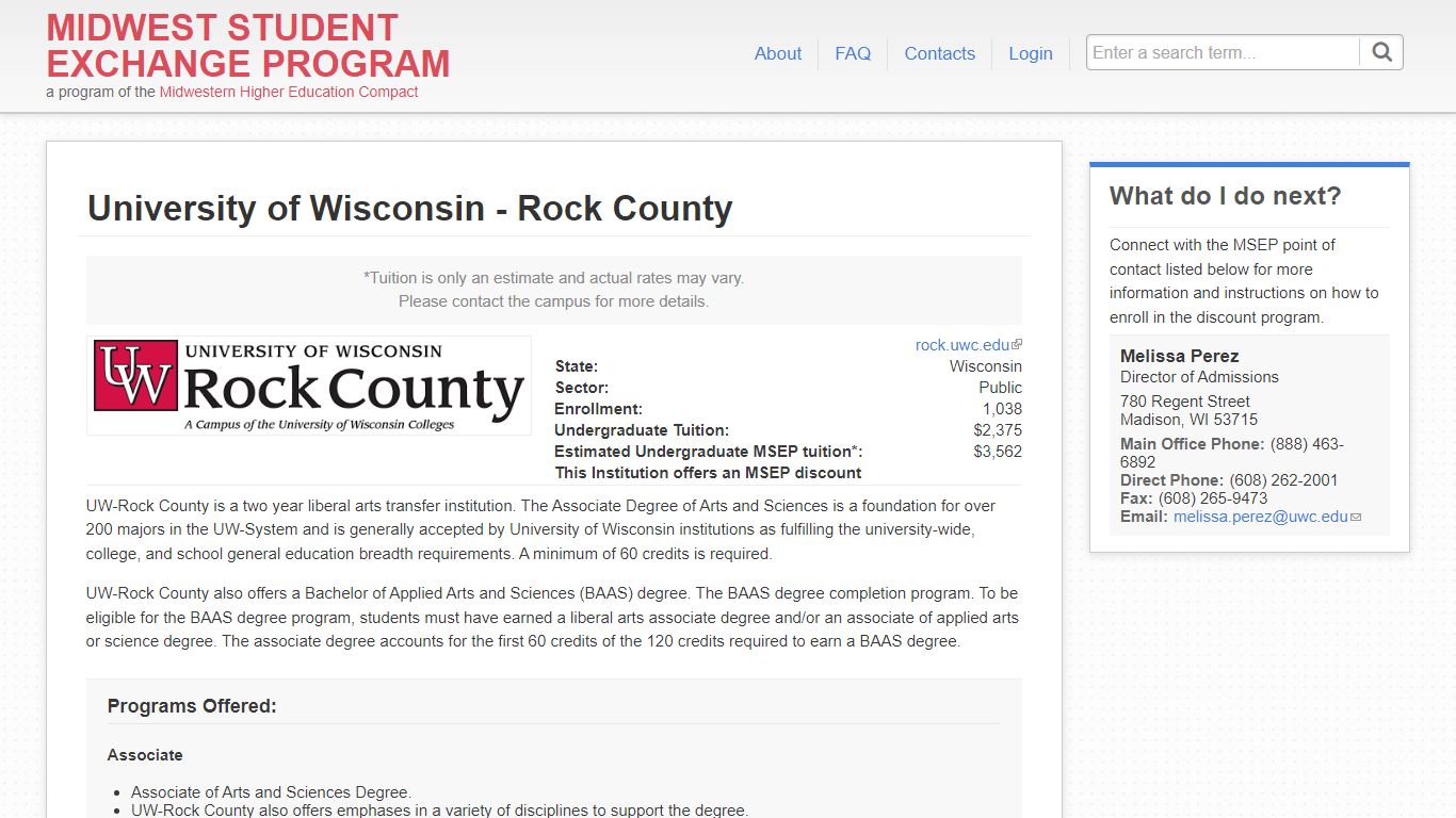 University of Wisconsin - Rock County | Midwest Student Exchange Program